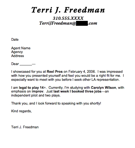 Talent agent assistant cover letter